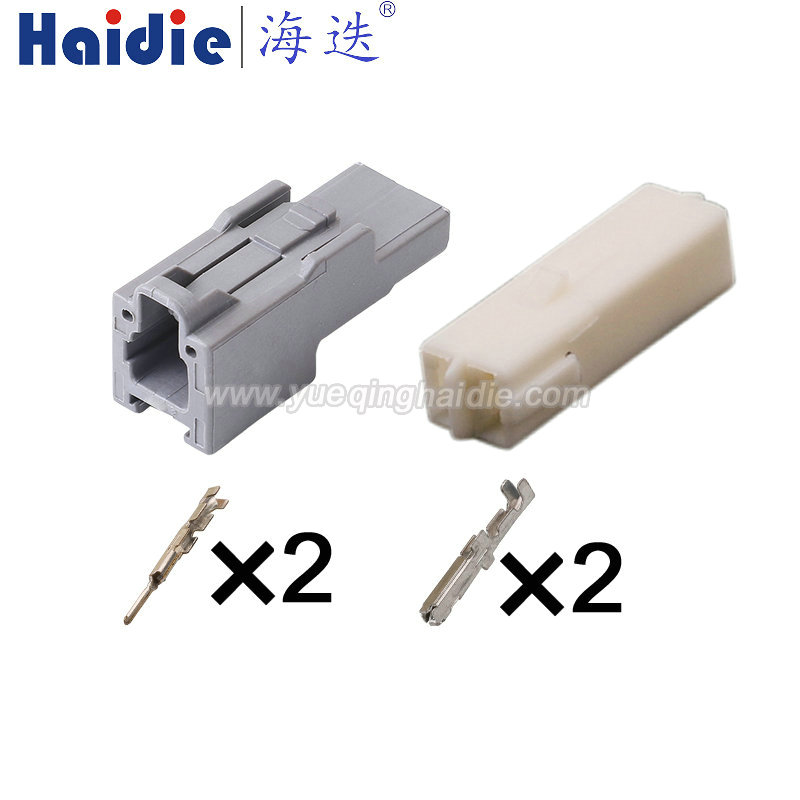 6098-2541/6098-2803 Haidie 2 Pin Copper Male Female Automotive Wire Harness Connector Plastic Housing Plug with Matching Terminals
