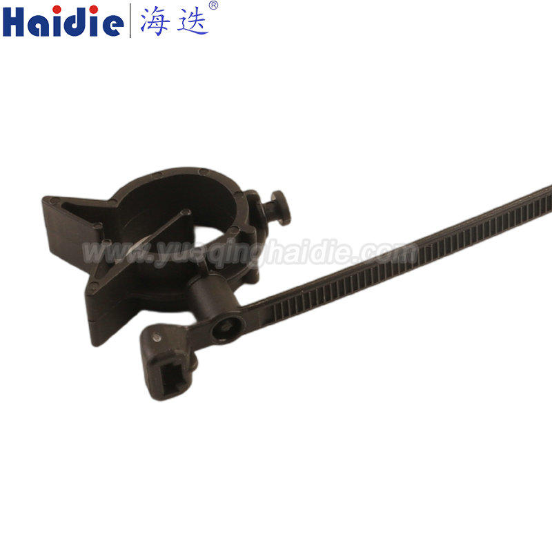 156-01333 / T50SMVCOC10-14-PA66HS / PA66HIRHS-BK, Fixing tie with pipe/tube holder, ⌀2.0-50.0mm, black, Integrated With Ring