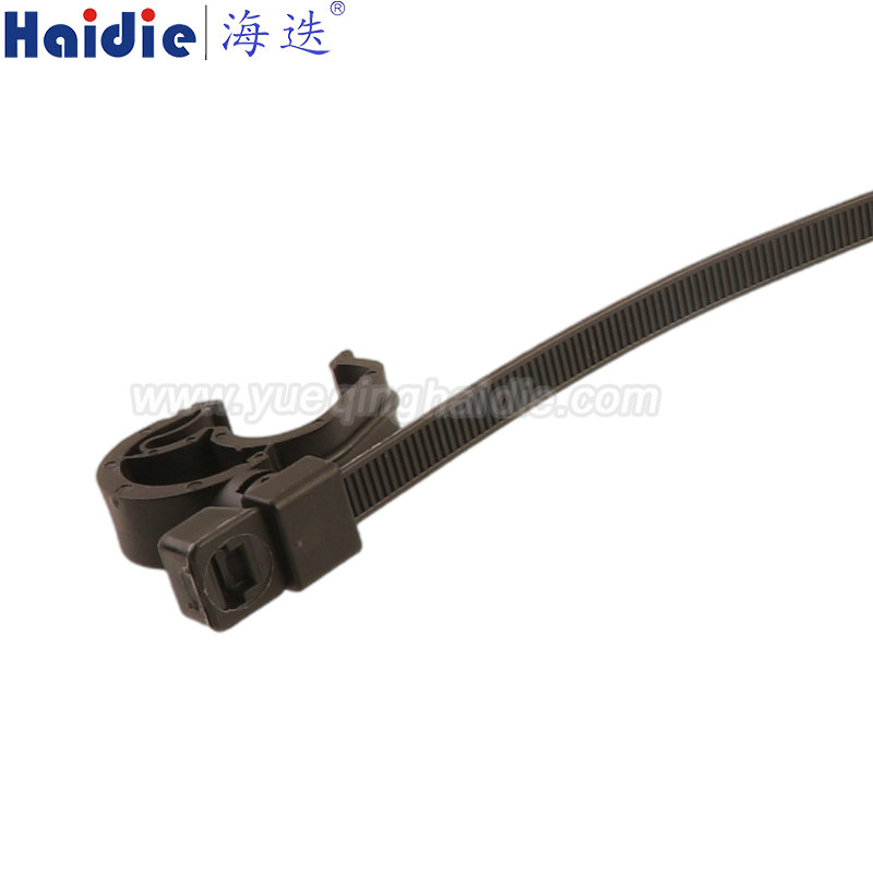 156-03374 / T120RIAHC1TCR-PA66HIRHS-BK, Fixing tie with pipe/tube holder, ⌀15.0-108.0mm, black, Split With Ring