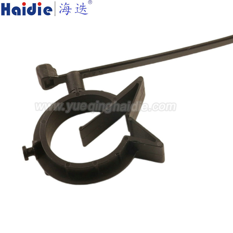 156-01244/T50SMVCOC19-24.5-PA66HS/PA66HIRHS-BK, Fixing tie with pipe/tube holder, ⌀2.0-50.0mm, black, 250pcs.