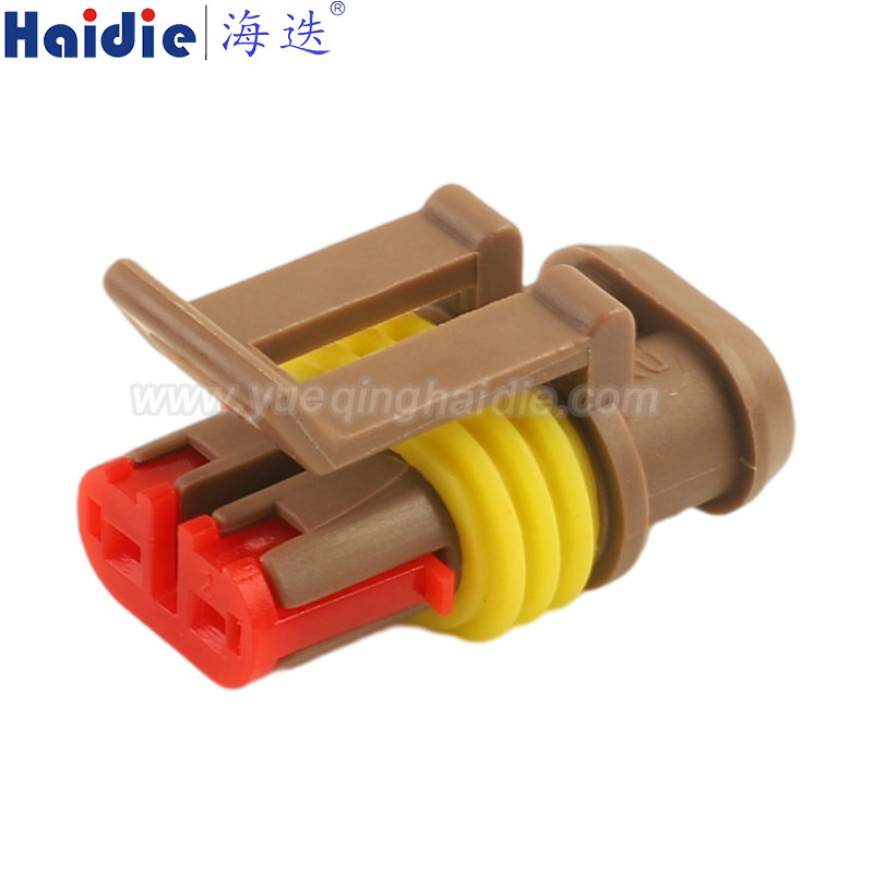 282080-4, 2pin, female, waterproof, Automotive Wire Harness Connector Plastic Housing Plug with Matching Terminals